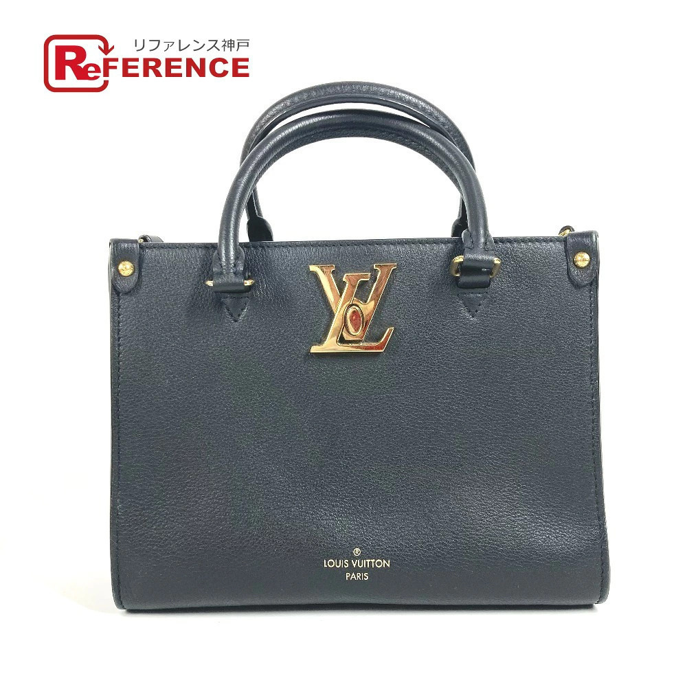 Louis Vuitton Lock Go Bag Shoulder Crossbody Tote Handbag Leather Noir Black